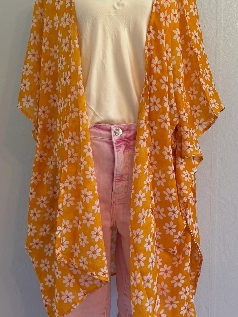 91~ NWT Raj Yellow Daisy Duster Kimono Cardigan OS